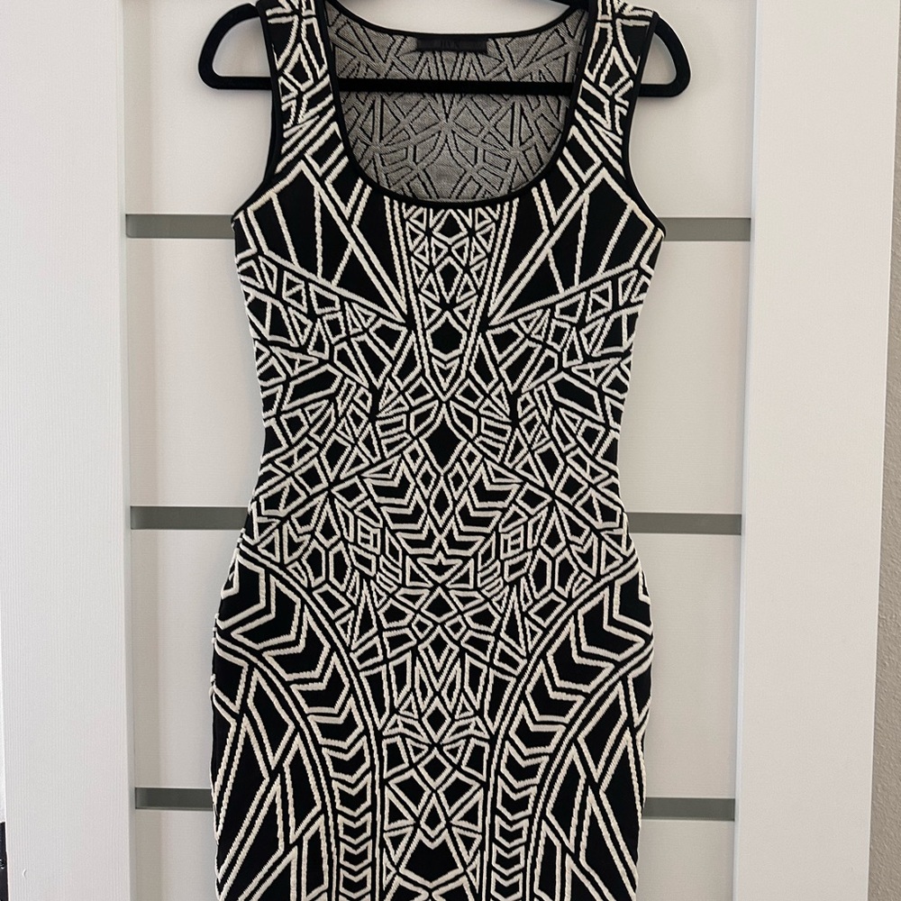 RVN Geometric Knit Bodycon Dress – Size L – Made in USA